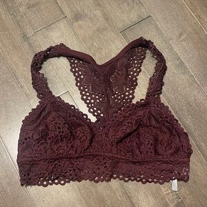 aerie wine color lace bralette racer back